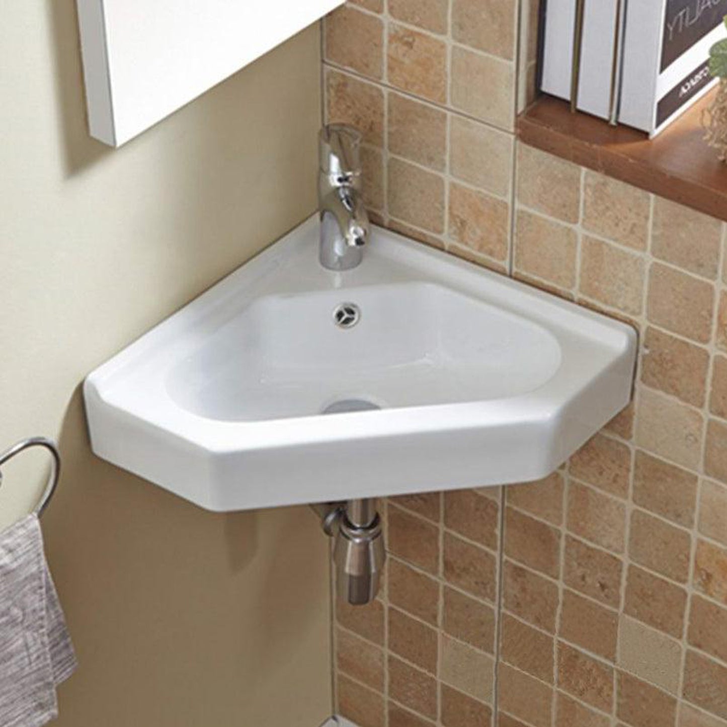 American Imaginations AI-28229 22" V-Shape Enamel Glaze White Ceramic Transitional