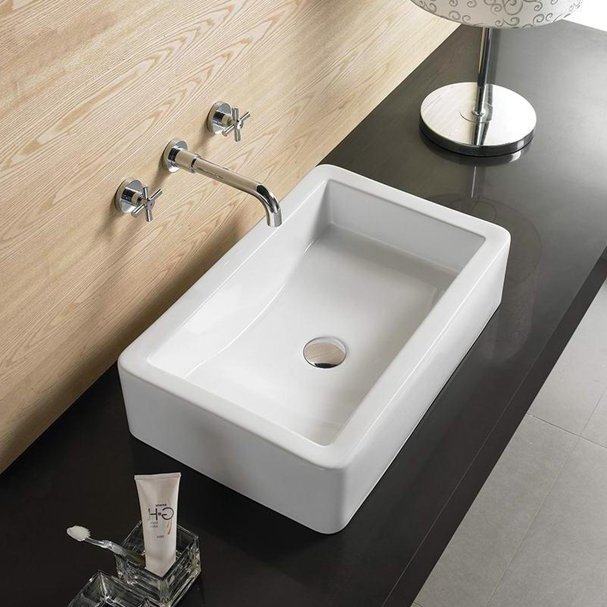 American Imaginations AI-28237 24" Rectangle Enamel Glaze White Ceramic Modern