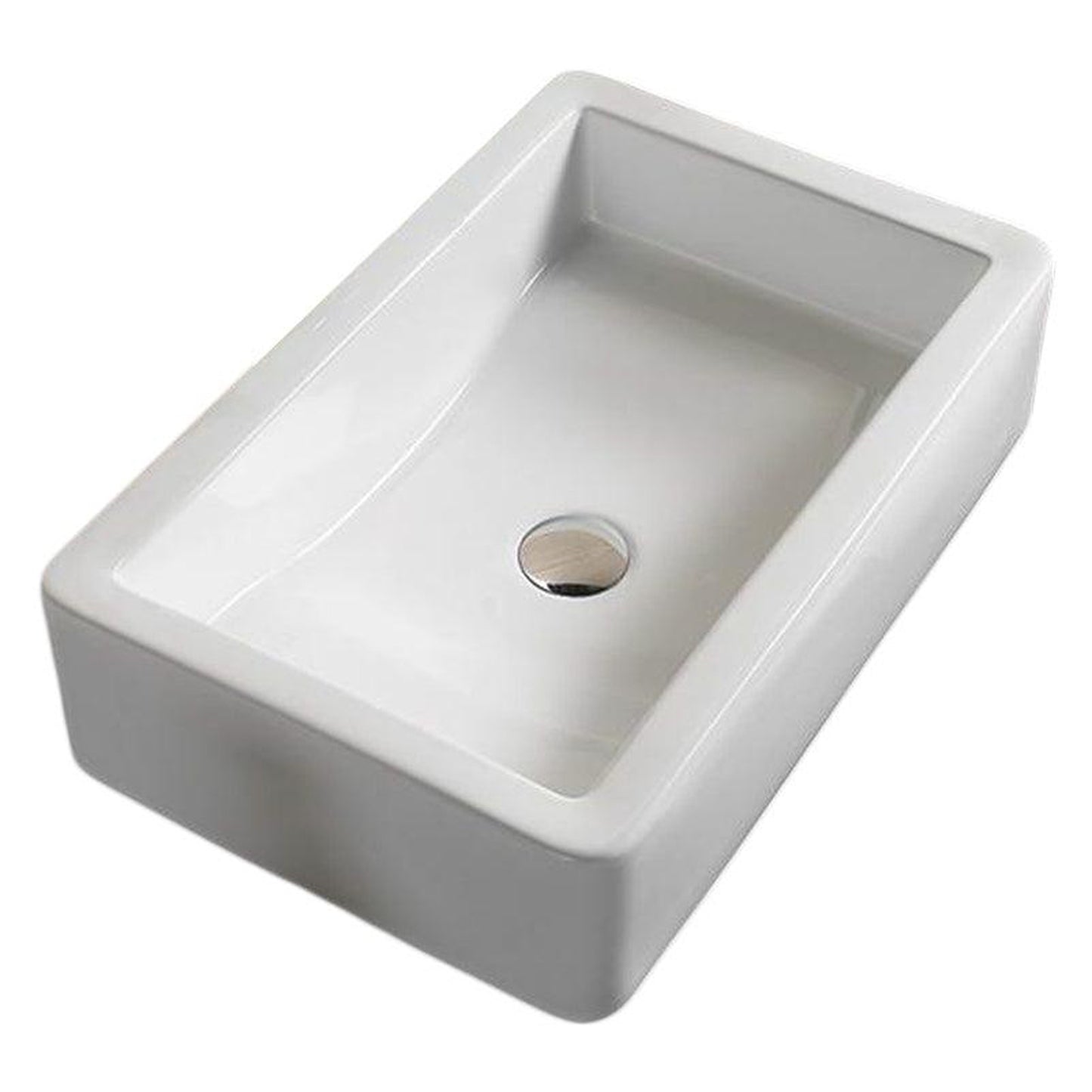 American Imaginations AI-28237 24" Rectangle Enamel Glaze White Ceramic Modern