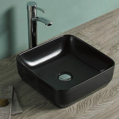 American Imaginations AI-28249 14" Square Enamel Glaze Black Ceramic Transitional