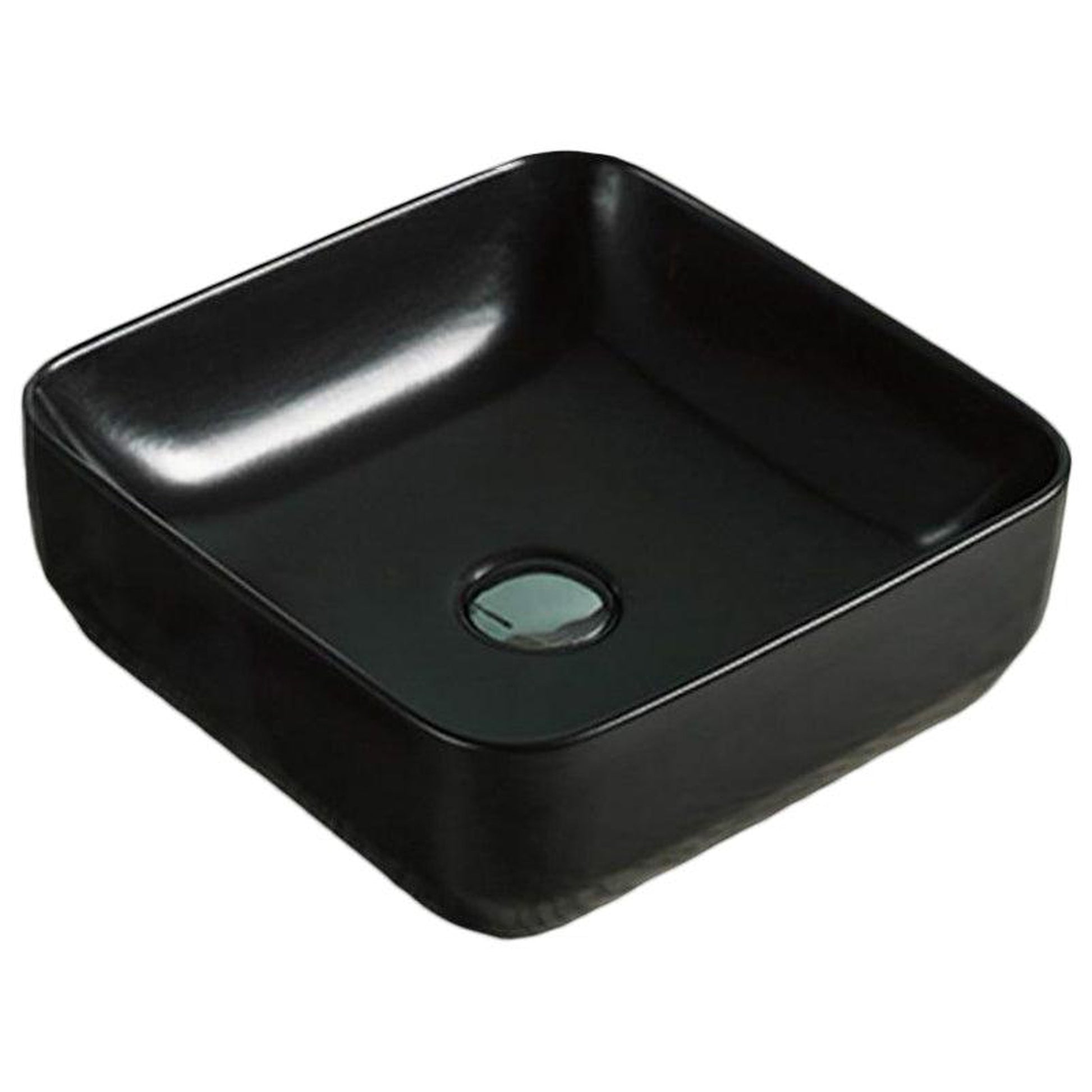 American Imaginations AI-28249 14" Square Enamel Glaze Black Ceramic Transitional
