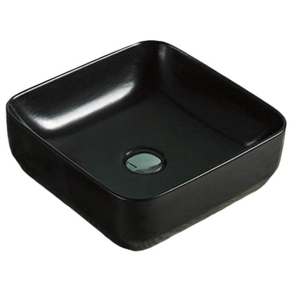 American Imaginations AI-28249 14" Square Enamel Glaze Black Ceramic Transitional