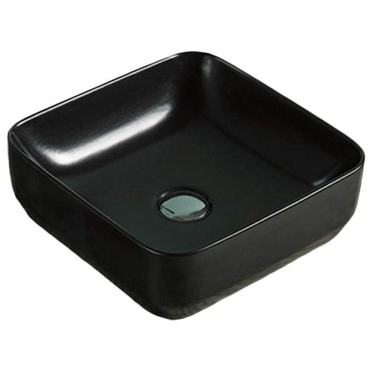 American Imaginations AI-28249 14" Square Enamel Glaze Black Ceramic Transitional