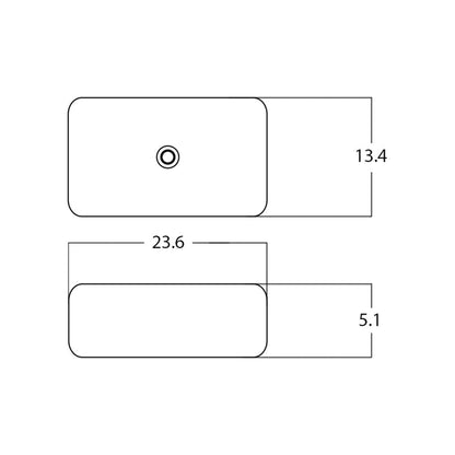 American Imaginations AI-28254 24" Rectangle Enamel Glaze White Ceramic Modern