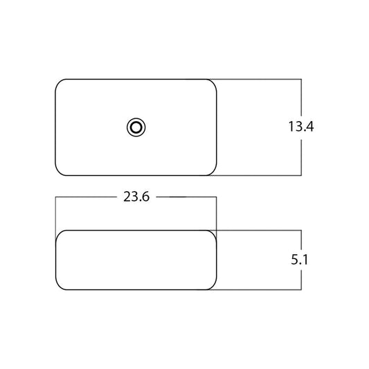 American Imaginations AI-28254 24" Rectangle Enamel Glaze White Ceramic Modern