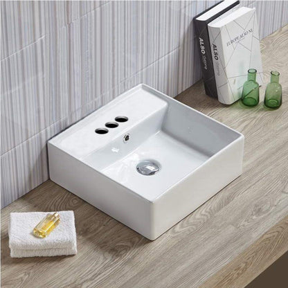 American Imaginations AI-28265 18" Square Enamel Glaze White Ceramic Modern