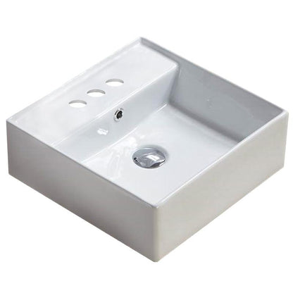 American Imaginations AI-28265 18" Square Enamel Glaze White Ceramic Modern
