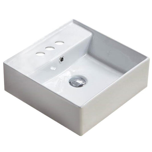 American Imaginations AI-28265 18" Square Enamel Glaze White Ceramic Modern