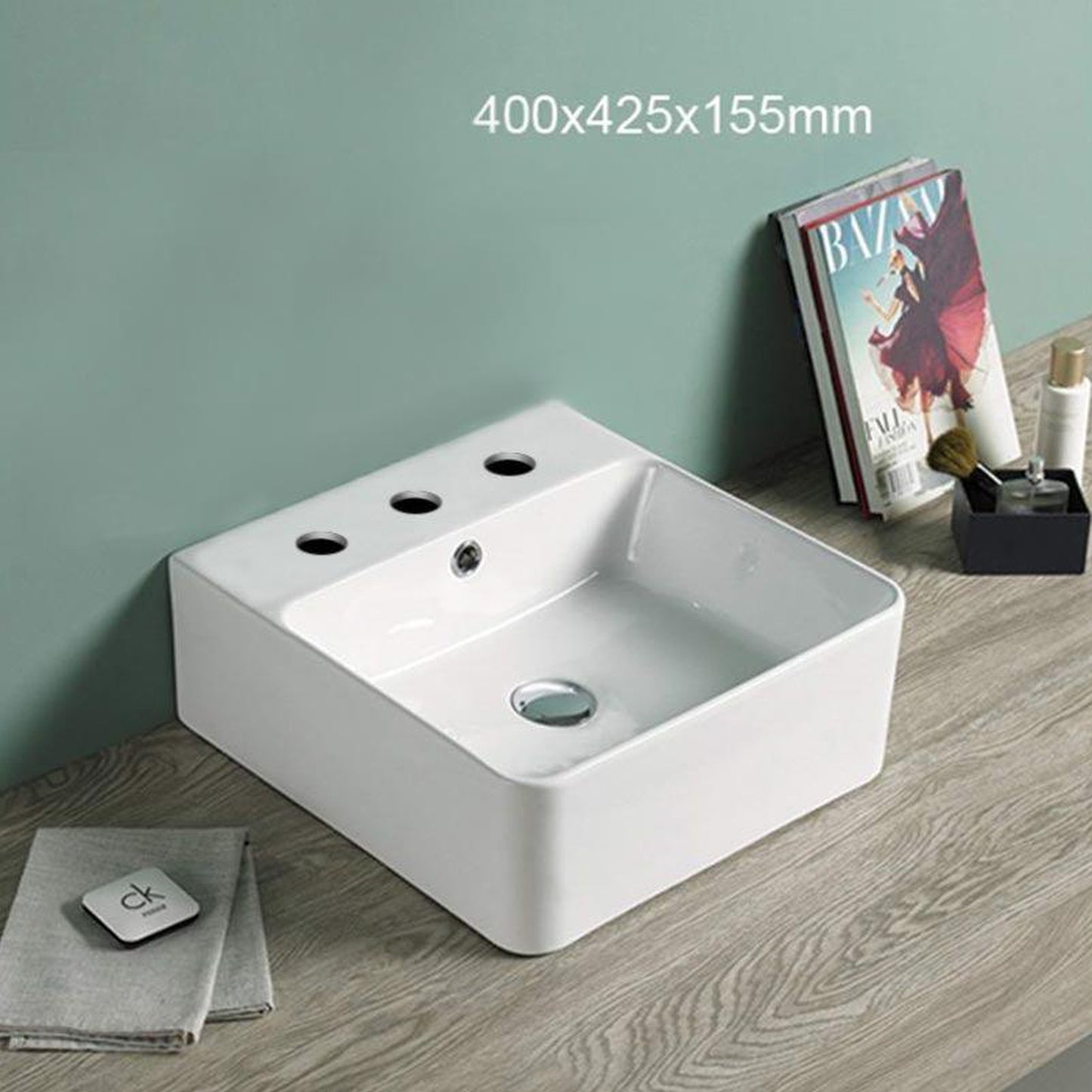 American Imaginations AI-28331 16" Rectangle Enamel Glaze White Ceramic Modern
