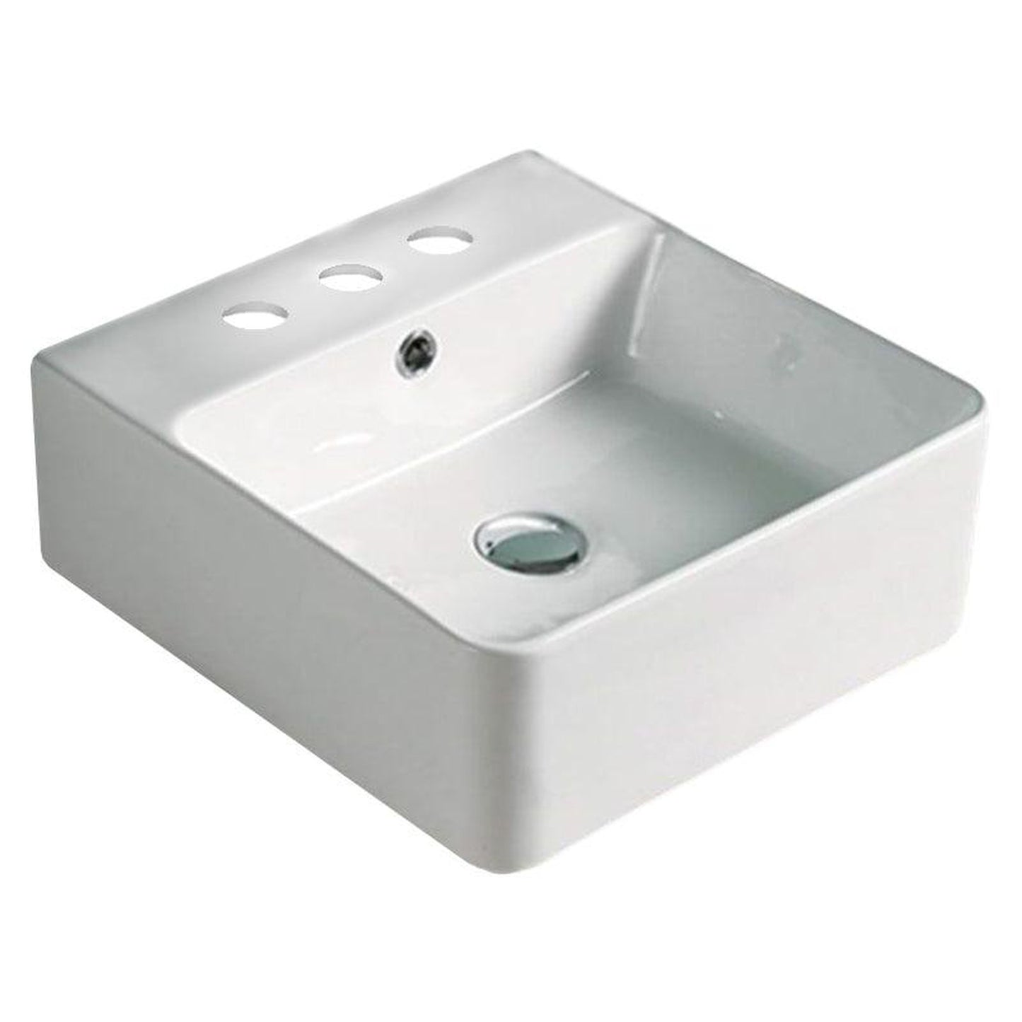 American Imaginations AI-28331 16" Rectangle Enamel Glaze White Ceramic Modern