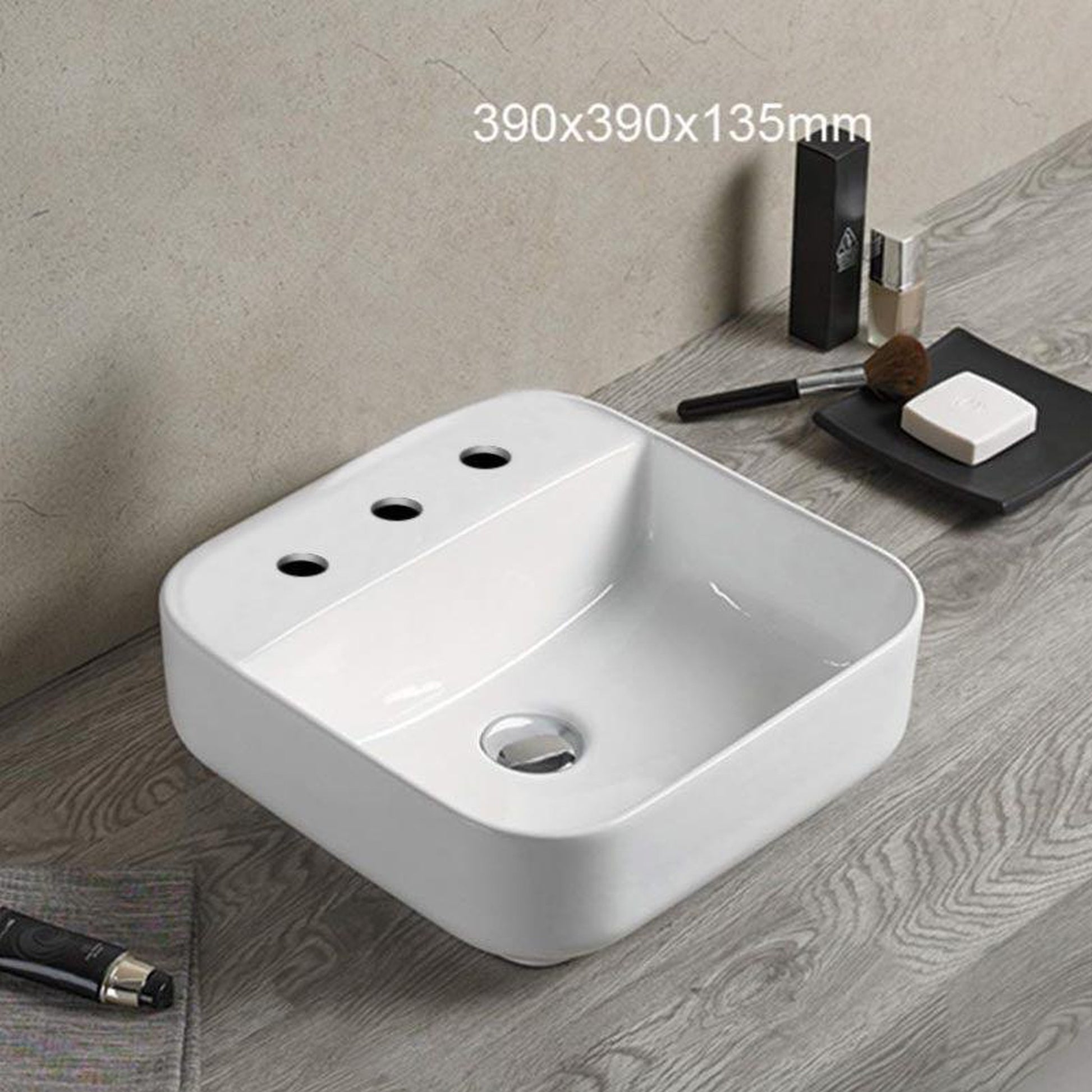 American Imaginations AI-28334 15" Square Enamel Glaze White Ceramic Transitional