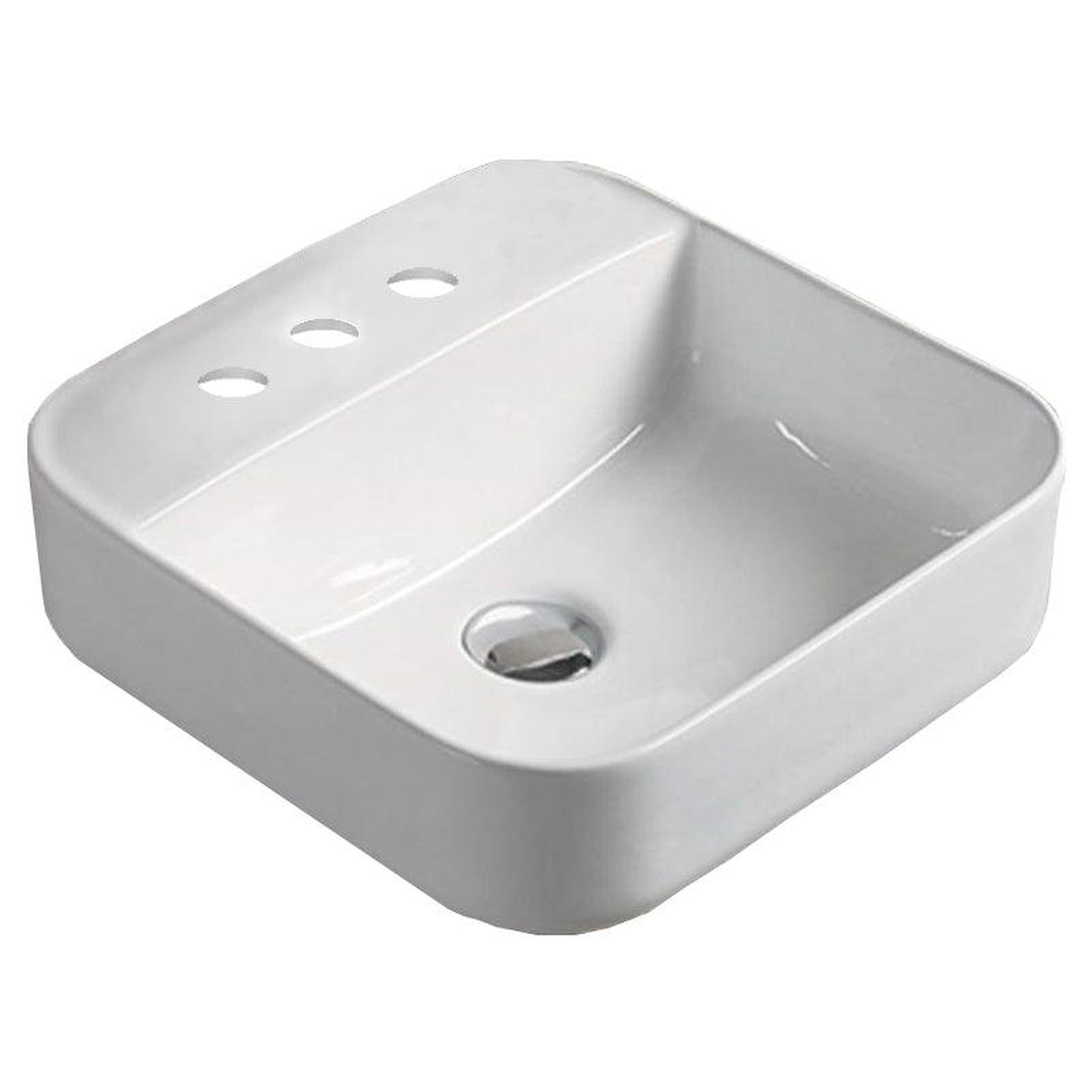 American Imaginations AI-28334 15" Square Enamel Glaze White Ceramic Transitional