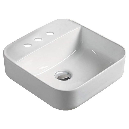 American Imaginations AI-28334 15" Square Enamel Glaze White Ceramic Transitional