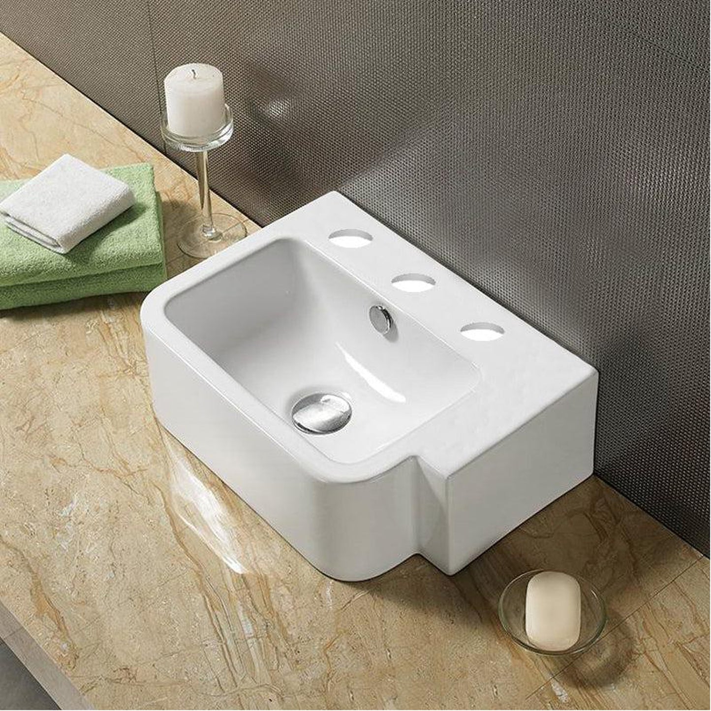 American Imaginations AI-28341 18" Rectangle Enamel Glaze White Ceramic Transitional