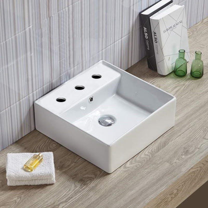 American Imaginations AI-28344 15" Square Enamel Glaze White Ceramic Modern