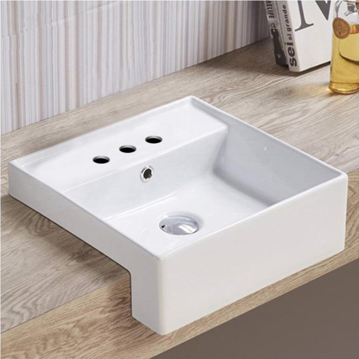 American Imaginations AI-28356 16" Square Enamel Glaze White Ceramic Modern