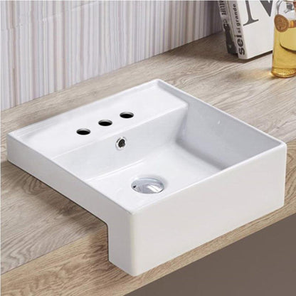 American Imaginations AI-28356 16" Square Enamel Glaze White Ceramic Modern