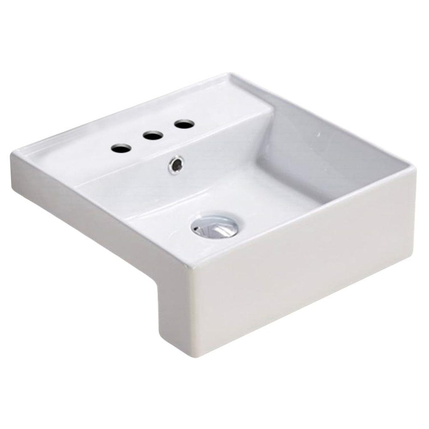 American Imaginations AI-28356 16" Square Enamel Glaze White Ceramic Modern