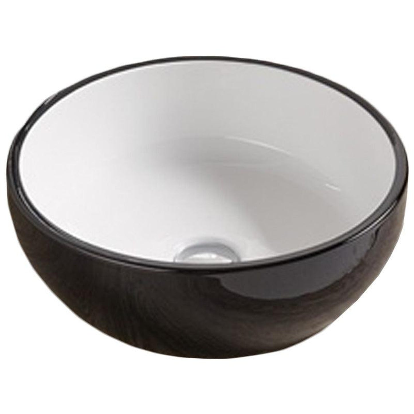 American Imaginations AI-28376 16" Round Enamel Glaze Black-White Ceramic Transitional