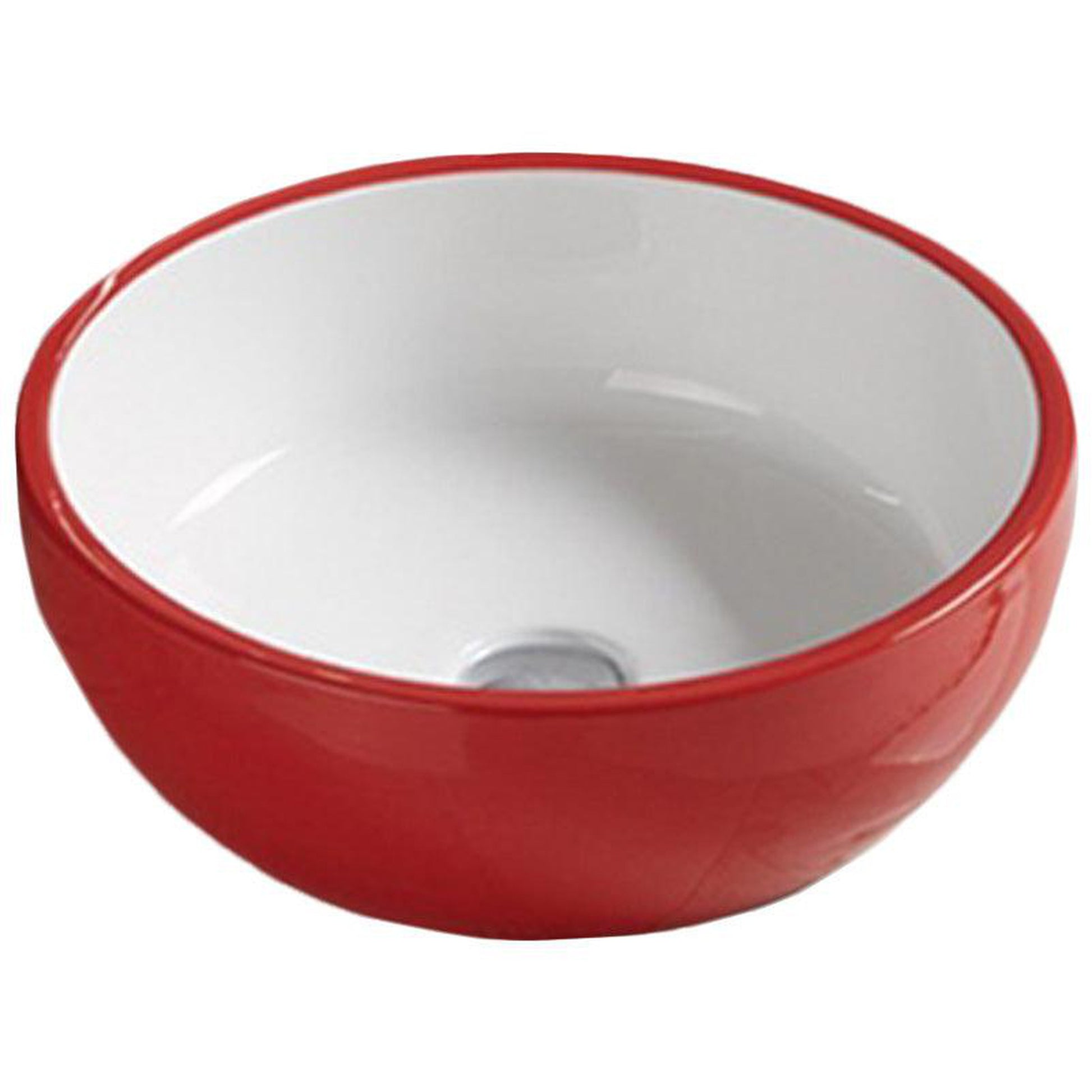 American Imaginations AI-28380 16" Round Enamel Glaze Red-White Ceramic Transitional