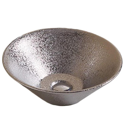 American Imaginations AI-28389 16" Round Enamel Glaze Silver Ceramic Transitional