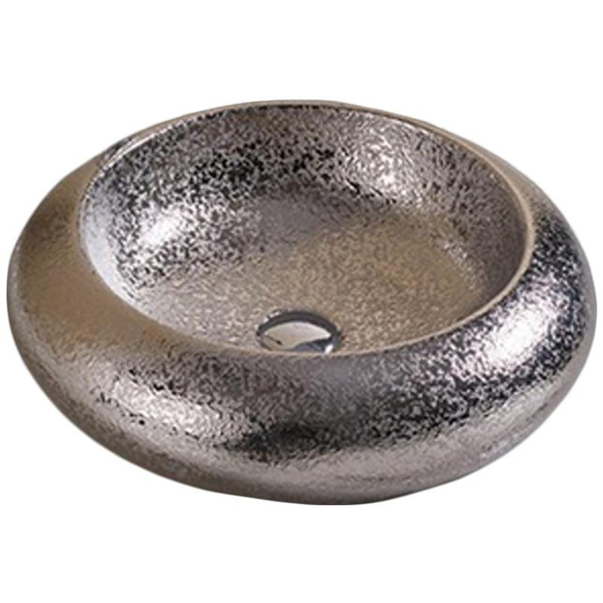American Imaginations AI-28392 19" Round Enamel Glaze Silver Ceramic Transitional