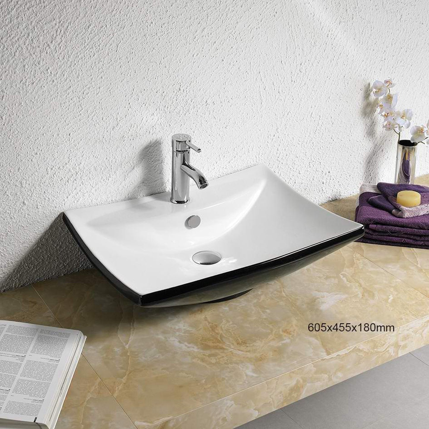American Imaginations AI-28411 24" Rectangle Enamel Glaze Black-White Ceramic Transitional