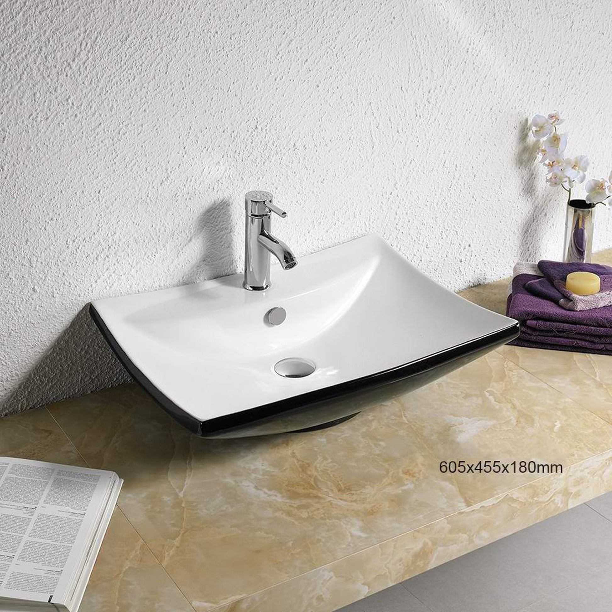 American Imaginations AI-28411 24" Rectangle Enamel Glaze Black-White Ceramic Transitional
