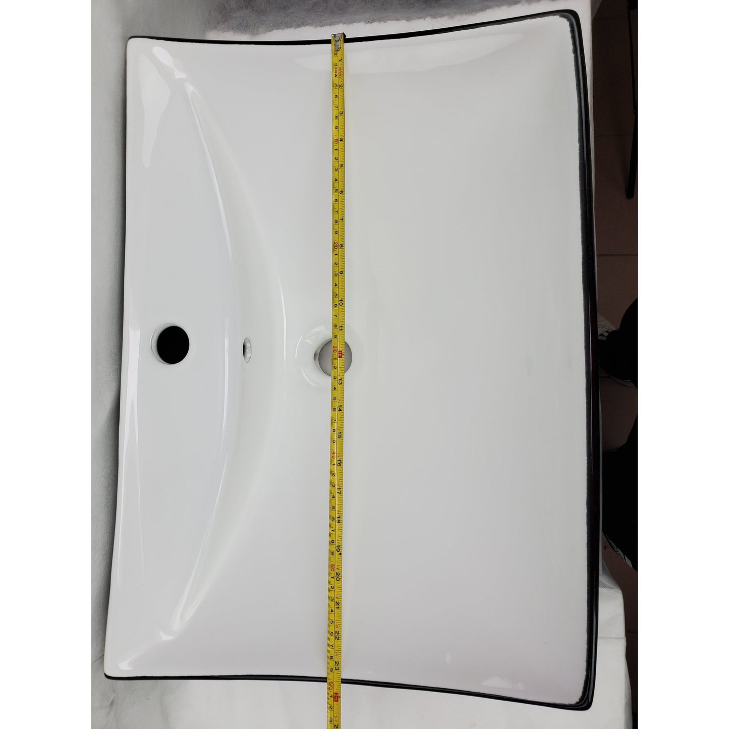American Imaginations AI-28411 24" Rectangle Enamel Glaze Black-White Ceramic Transitional