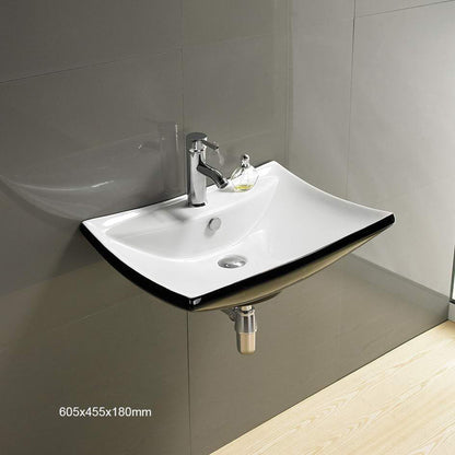 American Imaginations AI-28412 24" Rectangle Enamel Glaze Black-White Ceramic Transitional