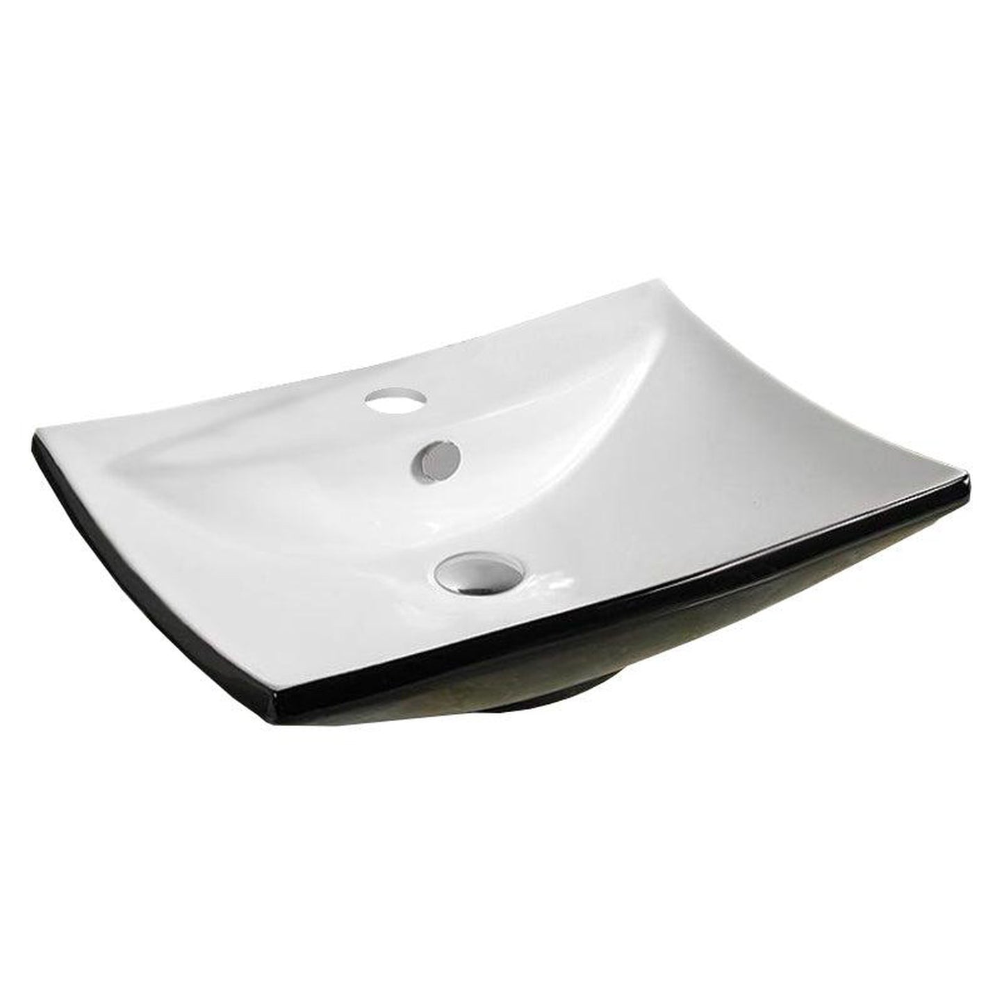 American Imaginations AI-28412 24" Rectangle Enamel Glaze Black-White Ceramic Transitional