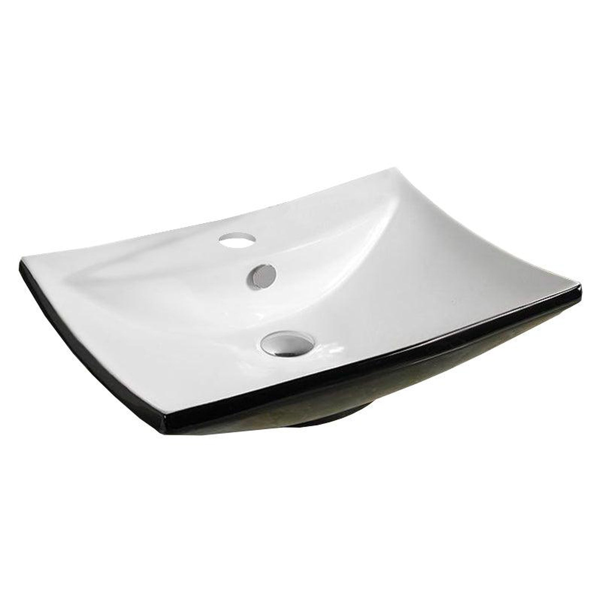American Imaginations AI-28412 24" Rectangle Enamel Glaze Black-White Ceramic Transitional