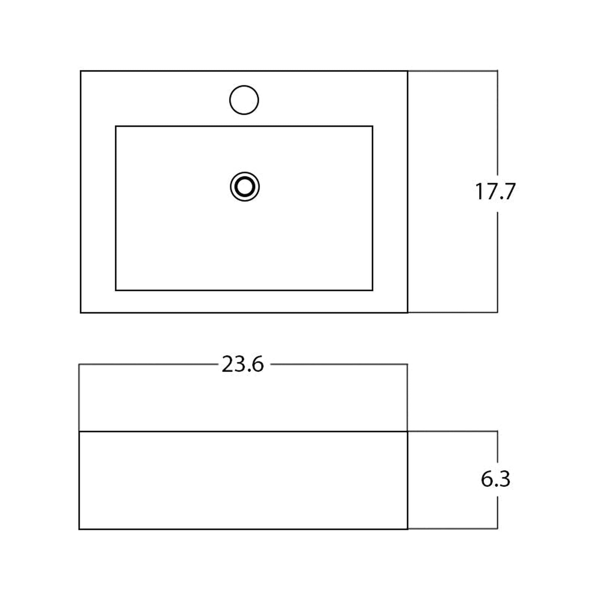 American Imaginations AI-28430 24" Rectangle Enamel Glaze White Ceramic Modern