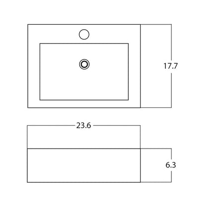 American Imaginations AI-28430 24" Rectangle Enamel Glaze White Ceramic Modern
