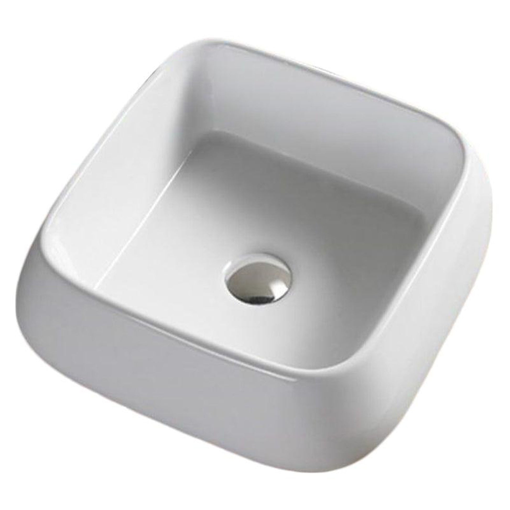 American Imaginations AI-28576 16" Square Enamel Glaze White Ceramic Transitional