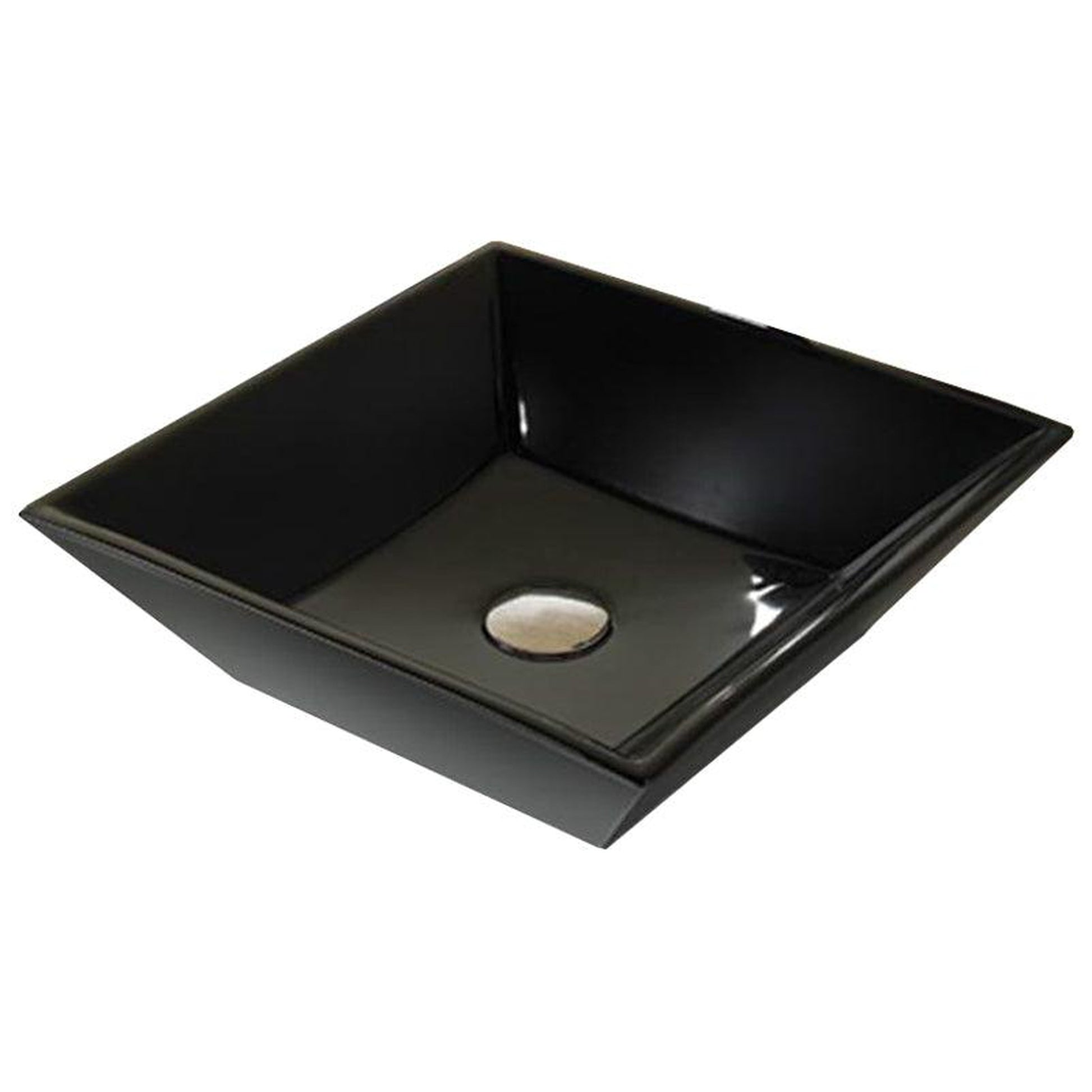 American Imaginations AI-28632 16" Square Enamel Glaze Black Ceramic Modern