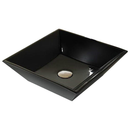 American Imaginations AI-28632 16" Square Enamel Glaze Black Ceramic Modern