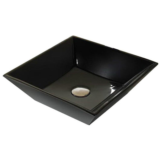 American Imaginations AI-28632 16" Square Enamel Glaze Black Ceramic Modern