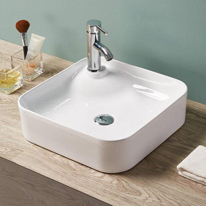 American Imaginations AI-28677 17" Square Enamel Glaze White Ceramic Transitional