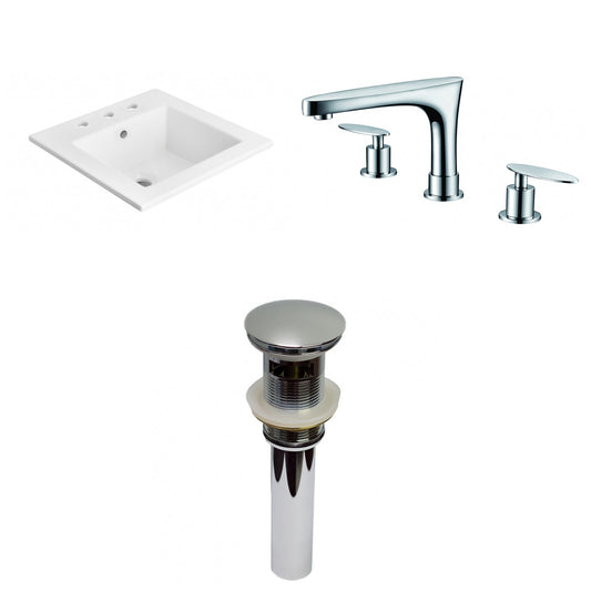 American Imaginations AI-29688 21" White Rectangular Drop In Transitional Ceramic Top Set