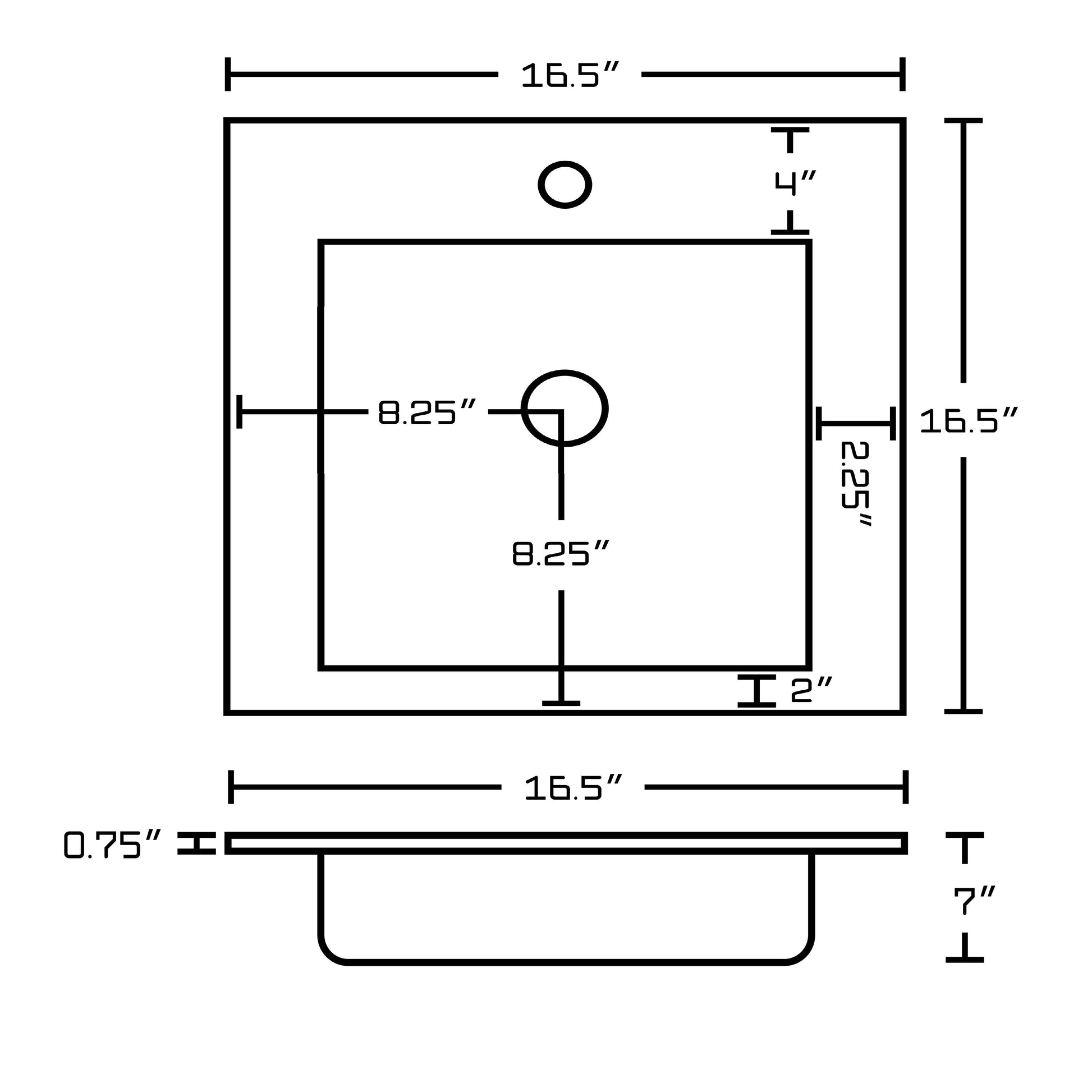 American Imaginations AI-29804 17" White Square Drop In Transitional Ceramic Top Set