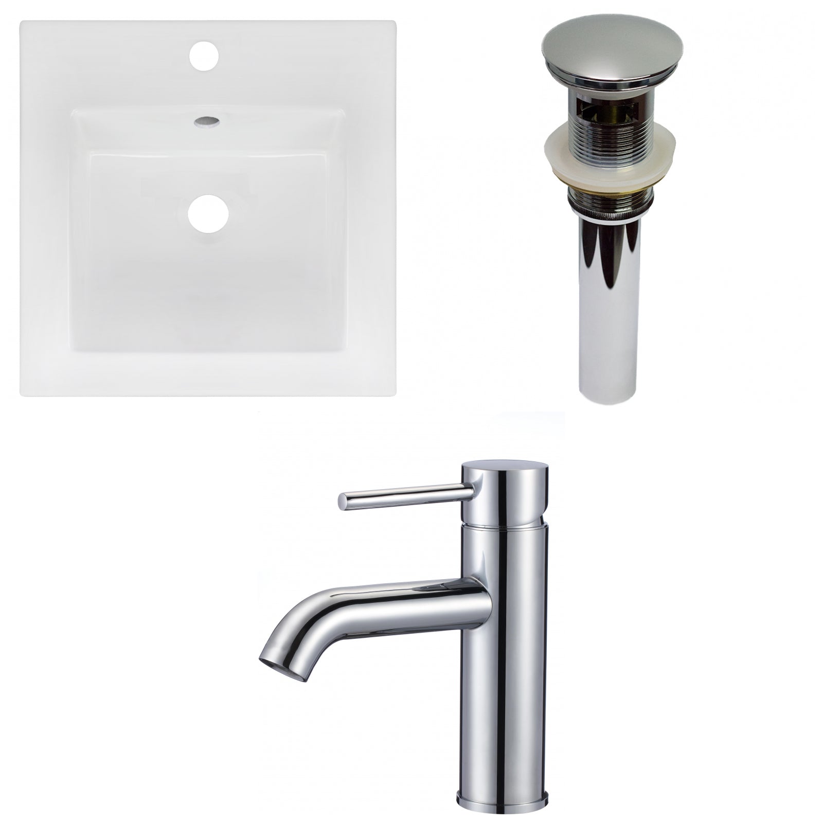 American Imaginations AI-29804 17" White Square Drop In Transitional Ceramic Top Set