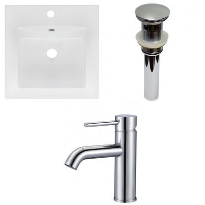 American Imaginations AI-29804 17" White Square Drop In Transitional Ceramic Top Set