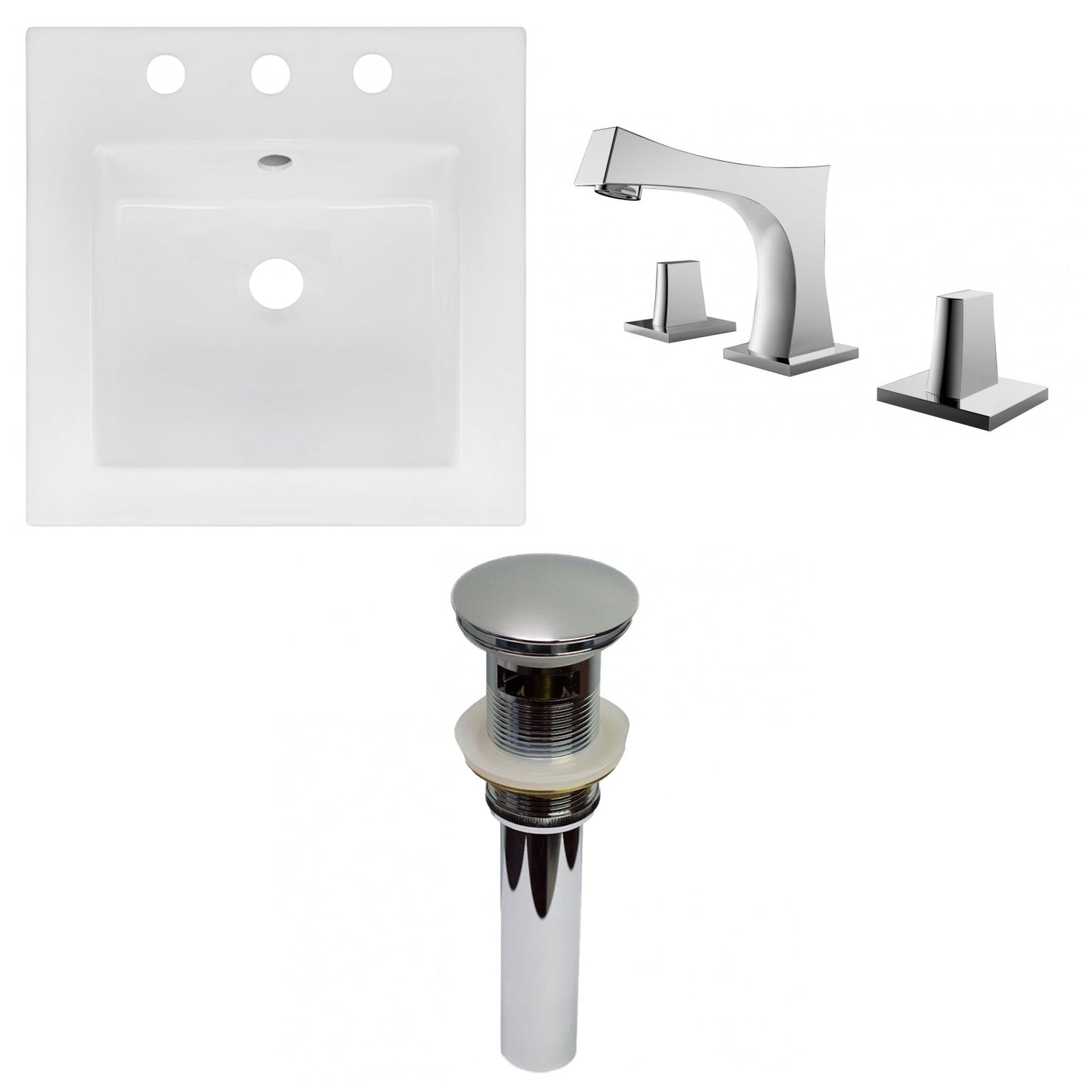 American Imaginations AI-29814 17" White Square Drop In Transitional Ceramic Top Set