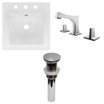 American Imaginations AI-29814 17" White Square Drop In Transitional Ceramic Top Set