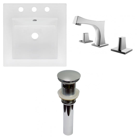 American Imaginations AI-29814 17" White Square Drop In Transitional Ceramic Top Set