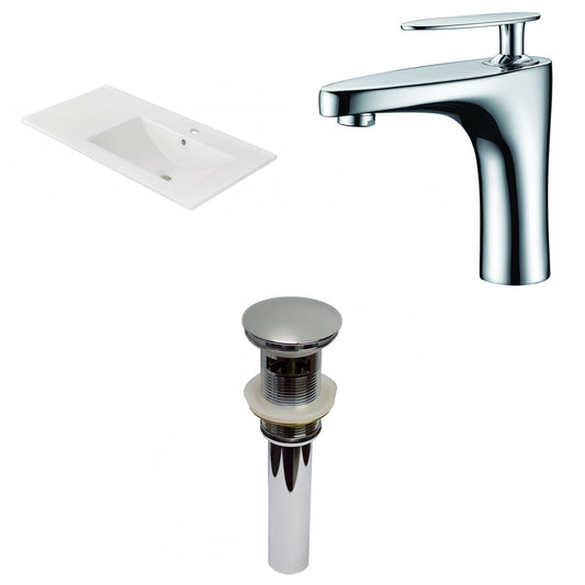 American Imaginations AI-29822 36" White Rectangular Drop In Transitional Ceramic Top Set