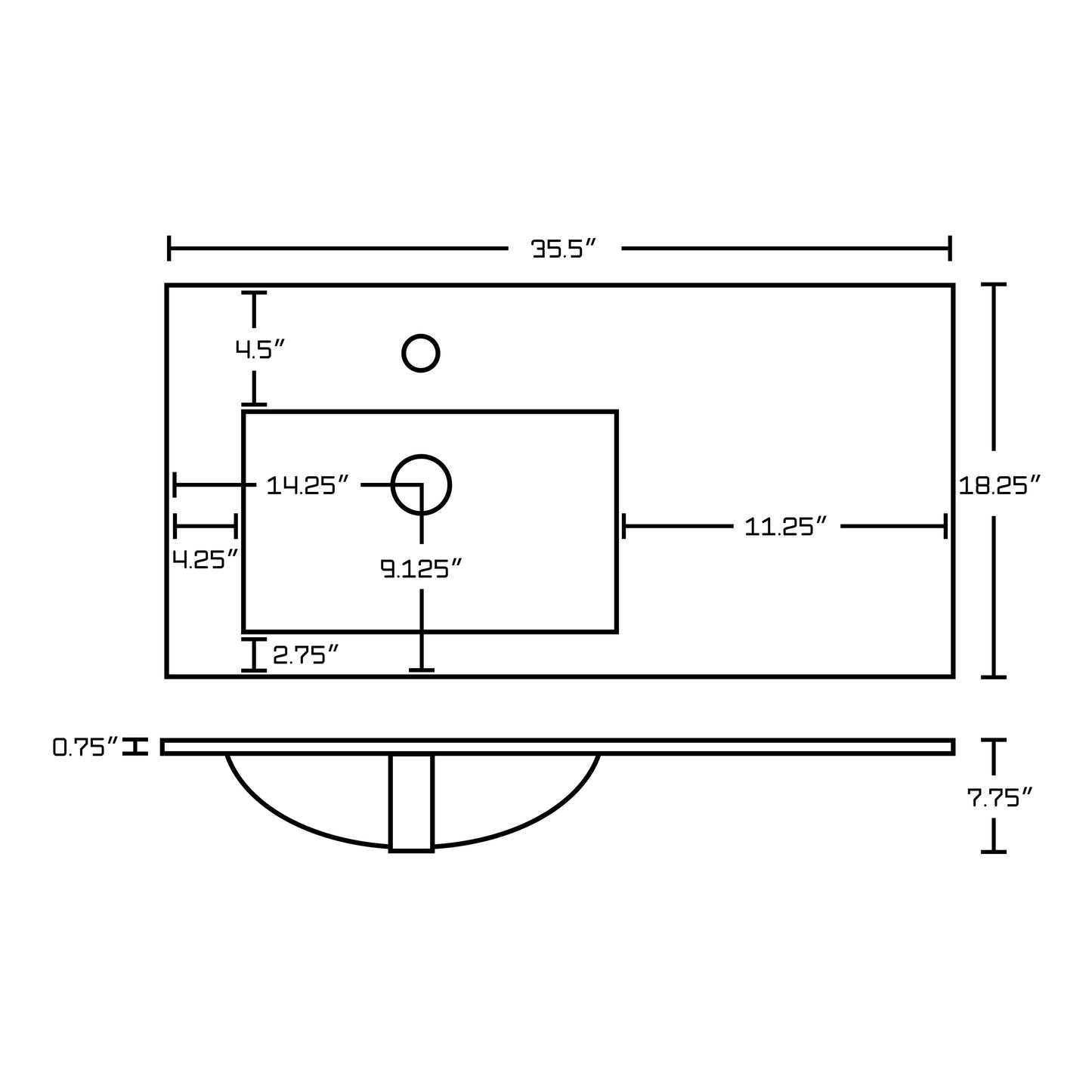 American Imaginations AI-29853 36" White Rectangular Drop In Transitional Ceramic Top Set