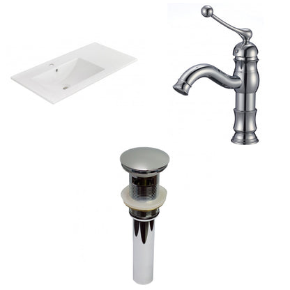 American Imaginations AI-29853 36" White Rectangular Drop In Transitional Ceramic Top Set