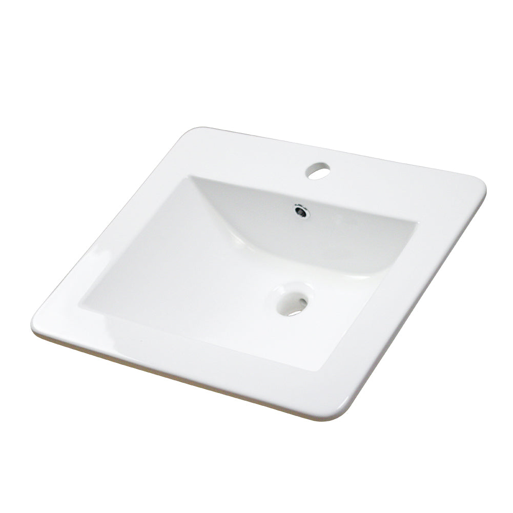 American Imaginations AI-29876 21" White Rectangular Drop In Transitional Ceramic Top Set